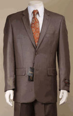 Big And Tall Size 56 To 72 2-Button Suit Textured Patterned Sport Coat Fabric - Taupe