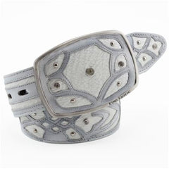 King Exotic Belt Authentic White Sharkskin