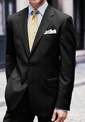 2 Or 3 Button Super 150'S Black Multi-Stripe ~ Pinstripe 2 Piece Suits - Two Piece Business Suits Suit