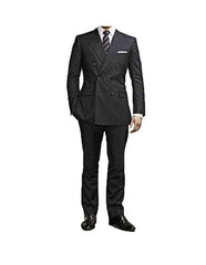 Men's Kingsman Black Striped Pattern Double Breasted Button Closure Suit