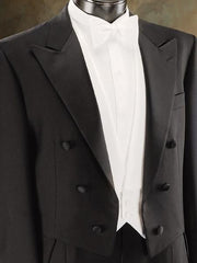 Full Dress 100% Poly Rayon Fabric Super 150'S Tuxedo Tailcoat In Black Color Peak or Collar or Shawl Collar