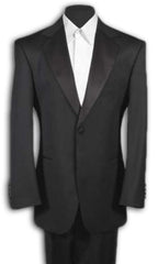 Men'S Black Tuxedo 1 One Button Notch Tuxedo Suit