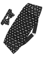 Men's Silk Polka Dot Black w/ White Bowtie & Matching Cummerbund