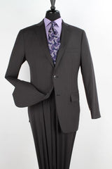 Men's 2 Piece 100% Executive Suit -  Black with Pencil Stripe ~ Pinstripe