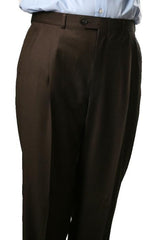 Mens Pleated Dress Pants Brown Somerset Pleated Trouser  unhemmed unfinished bottom