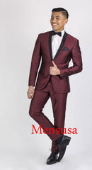 Men'S Burgundy ~ Wine ~ Maroon Slim Fit Tuxedo Burgundy Suit Burgundy Tuxedo