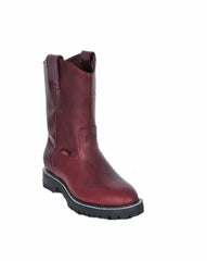 Grasso Nappa Los Altos Boots Men'S Work Boot ~ Botines Para Hombre ~Full Lug Sole Burgundy ~ Wine Color ~ Maroon