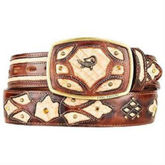 Men's Original Caiman Belly Skin Fashion Western Hand Crafted Belt Burnished Oryx