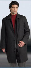 Men'S Dress Coat Coat Charcoal Gray Men'S Overcoat Four Button Fly Front Coat With Set-In Sleeves Wool