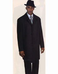 Men's Dress Coat 40 Inch Long Charcoal Grey Wool Blend Hidden Button Overcoat