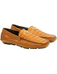 Mens Alligator Loafer Mens Cognac Vestigium Genuine Caiman Belly Stylish Dress Loafer Full Leather Lining