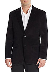 Men'S Corduroy Blazer Cotton Regular Fit Black