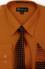 Rust Solid Pattern Men's Dress Shirt