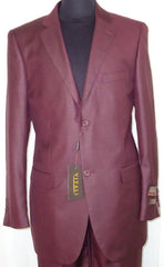 Men'S Designer 2-Button With Sheen Burgundy ~ Maroon Suit ~ Wine Color Sharkskin Suit