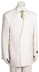 Sear Sucker Suit Mens Unique Double Breasted Suits Seersucker Sear sucker suit  in Soft Poly Rayon White  ( Tan ~ Beige ~ Sand) Leisure Casual Suit For Sale