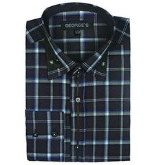 Long Sleeve Plaids And Checks Pattern Black Men's Dress Shirt