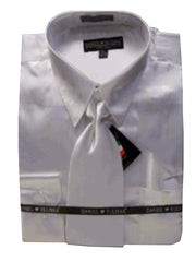 Fashion Cheap Priced Sale Men'S New White Satin Dress Shirt Tie Combinations Set Men'S Dress Shirt