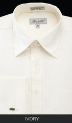 Fratello French Cuff Ivory  - Herringbone Tweed Stripe Big and Tall Sizes 18 19 20 21 22 Inch Neck Men's Dress Shirt