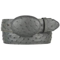 Men's Gray Original Ostrich Full Quill Skin Western Style Belt