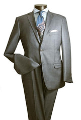 SharkGrey Men's 2 Button Slim Fit Grey Shiny Sharkskin Suit