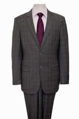 Mens Houndstooth Pattern Texture Blazer Windowpane Plaid Checkered Jacket Gray Suit - Black And White Checkered Suit