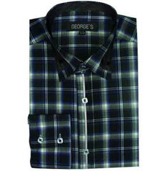 Green Long Sleeve Plaids And Checks Pattern Men's Dress Shirt