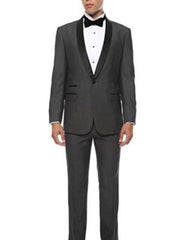 Men'S Slim Fit 1 Button Shawl Collar Dinner Jacket Black