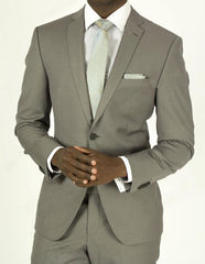 Men's Pick Stitched 2 Button Grey Slim Fit Skinny Suit