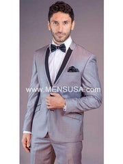 Men'S Black Lapel Grey Tux ~ Gray Tuxedo Wedding Groom Suit