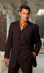 BROWN Available In 2 Buttons Notch Lapel Side Vents Modern Fit Suits Three Piece Suit WITH A VEST