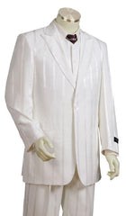 Men'S 3 Piece Off White Cream Ivory Zoot Suits For Men Shadow Stripe Tone On Tone