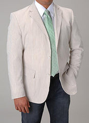 Summer Light Wright Sport Coat Khaki ~ Tan ~ Beige Seersucker Sear Sucker Suit