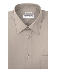 Designer Brand Light Grey Cotton Blend Barrel Cuffs Classic Regular Fit Men's Dress Shirt