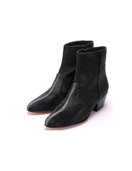 Men'S Los Altos Boots Genuine Stingray Mantarraya Skin Inside Zipper Black Botas De Mantarraya - Mantarraya Boots Ankle Dress Style For Man