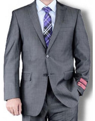 Men's Solid  Jacket Suit Medium Gray - High End Suits - High Quality Suits