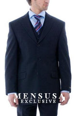 Simple & Classy Stunning Dark Navy Blue Suit For Men 3 Pieces Vested Men'S Suits In 2 Buttons Style Navy Blue (HFD973)