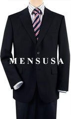 Designer Solid Dark Navy Blue Suit For Men Comes In 2 Or 3 Button Wool Suit Pleated Or Flat Front Pants