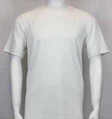 Men's Classy Mock Neck Shiny Off White Short Sleeve Stylish Shirt