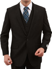 Men'S One Button Slim Fit Black Suit