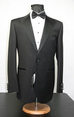 Peak Lapel Flat Front Pants 1-Button Peak Lapel Tuxedo Jacket No Pleat Pants