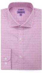 Designer Brand Pocket Button Down Checkered Paisley Regular Fit Pink Men'S Dress Shirt