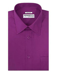 Designer Brand Lay Down Collared Cotton Blend Regular Fit Purple Men's Dress Shirt