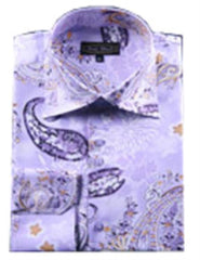 Men'S Fancy Shirts Purple (100% Polyester) Flashy Shiny Satin Silky Touch