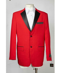 Single Breasted Men's Red And Black  Two Button Cheap Priced Blazer Jacket For Men