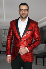 Men'S Shiny Sequin Paisley Cheap Priced Blazer Jacket For Men Slim Fit Red Dinner Jacket Sport Coat Jacket Sharkskin Flashy Stage