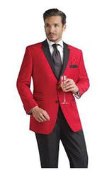 Mens Red Suit Fashion Tuxedo Jacket With Black & Black Trousers For Men