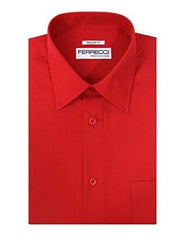 Designer Brand Red Lay Down Collared Regular Fit Cotton Blend Men's Dress Shirt