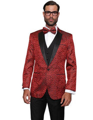 Men'S Red One Button Double Vent Modern Fit Suits