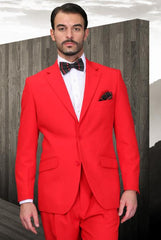 Men's Red Suit 2 Button Super 120's Extra Fine 2 Piece Cheap Priced Business Suits Clearance Sale For Men