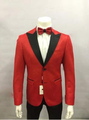 Red and Black Lapel Tuxedo Blazer Dinner Jacket